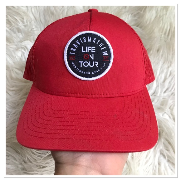 Travis Mathew Accessories - Travis Mathew Life On Tour Huntington Beach CA Hat Red One Size Adjustable